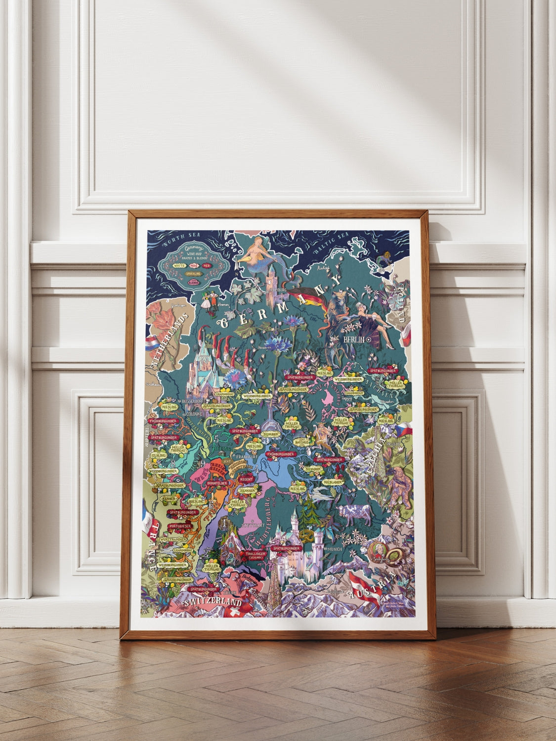 vianina ワールドマップ　ポスター　50cm x 70cm Poster - Germany Wine